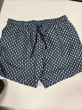 Gottex Men's Geometric Athletic Shorts - Light Blue & Black